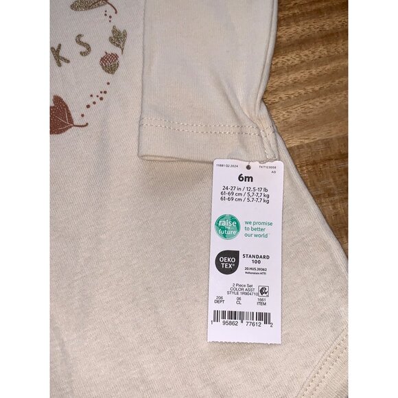 Carters Baby Girls "Full Of Thanks" Bodysuit & Legging Set With Tulle Skirt 6M - Picture 7 of 12